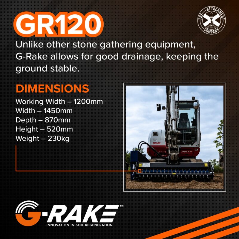 G Rake GR120 Soil Prep Attachment The Attachment Company