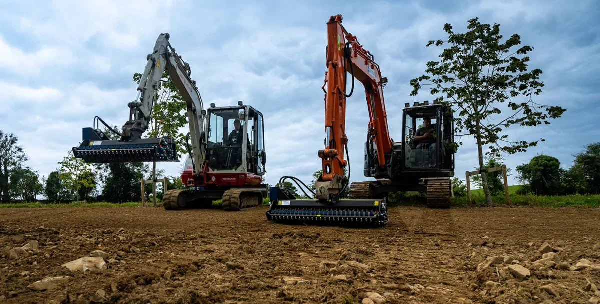 g rake excavator soil conditioner attachment